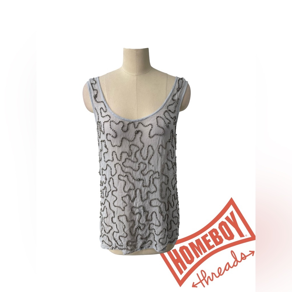 Miss Selfridge Silver Beaded Tank Top